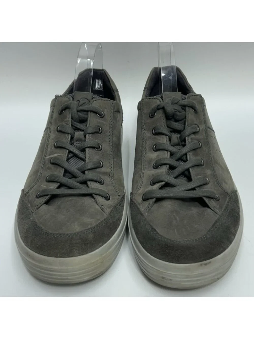 Ecco Men's Soft Classic Lace Up Sneaker Grey Perforated Shoe Sz 45 EU/11-11.5 US